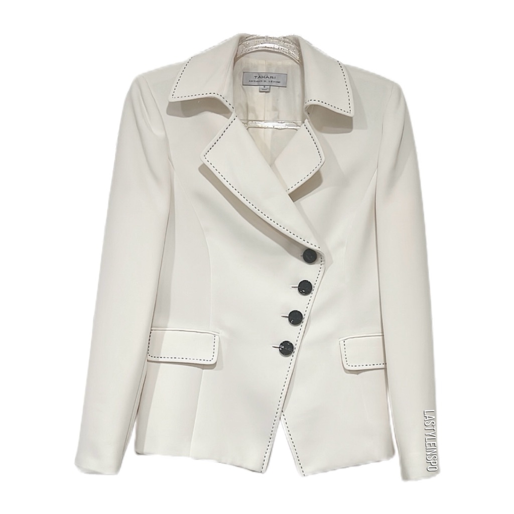 Tahari Double Breasted Blazer In White Cream Size 6